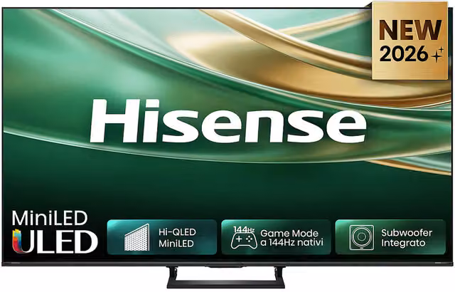 Smart TV Hisense 55Q8S MiniLED 55 pollici 4K UHD con Dolby Atmos 2.1 By Devialet, 144Hz, Vision IQ, HDR10+, Native Game Mode, VIDAA OS, Nero