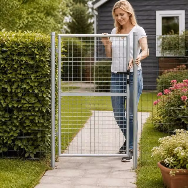 Garden Gate, Galvanized Steel, 105 X 125 Cm, Silver