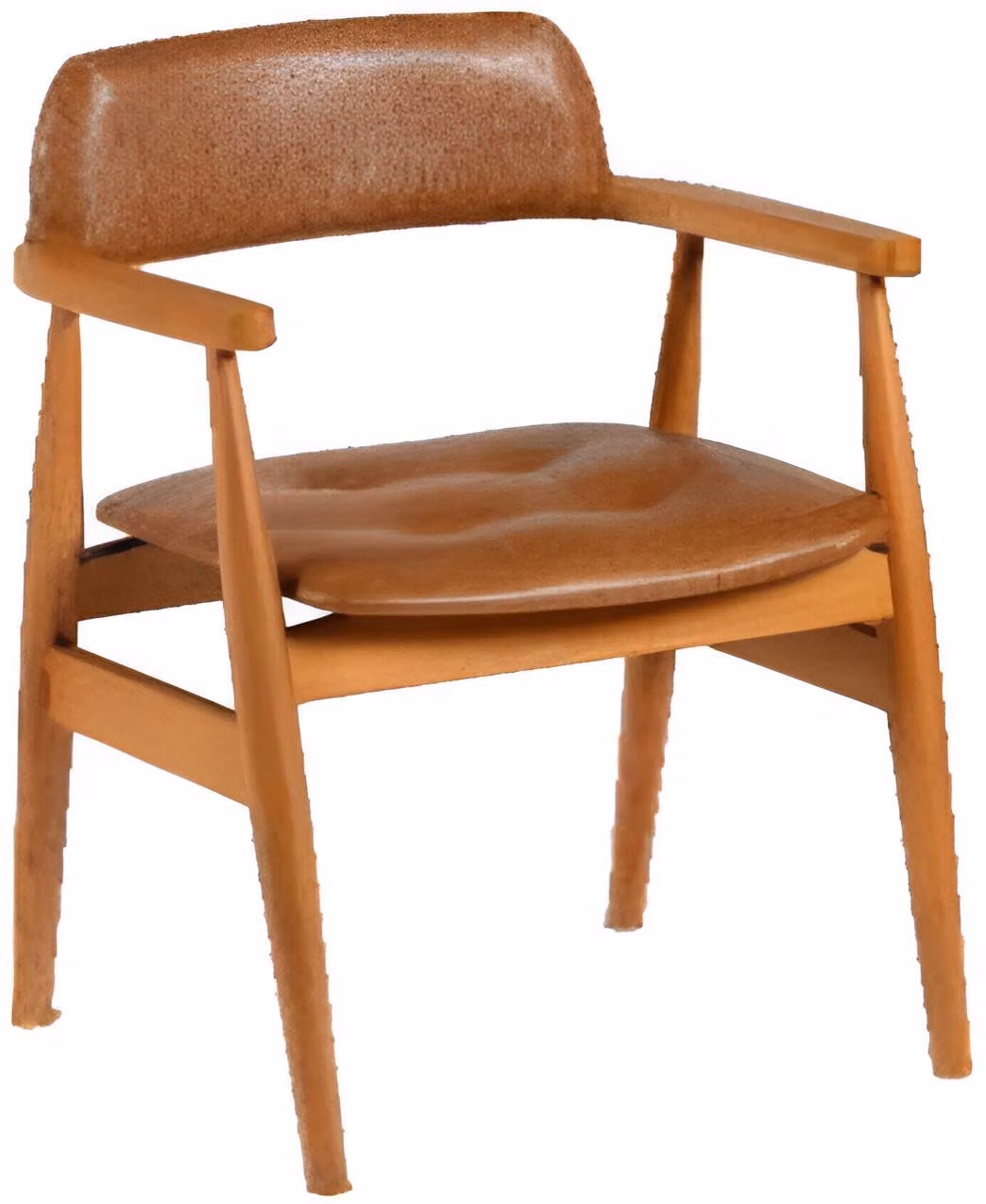 Moderner Designerstuhl mit Holzrahmen und Polstersitz