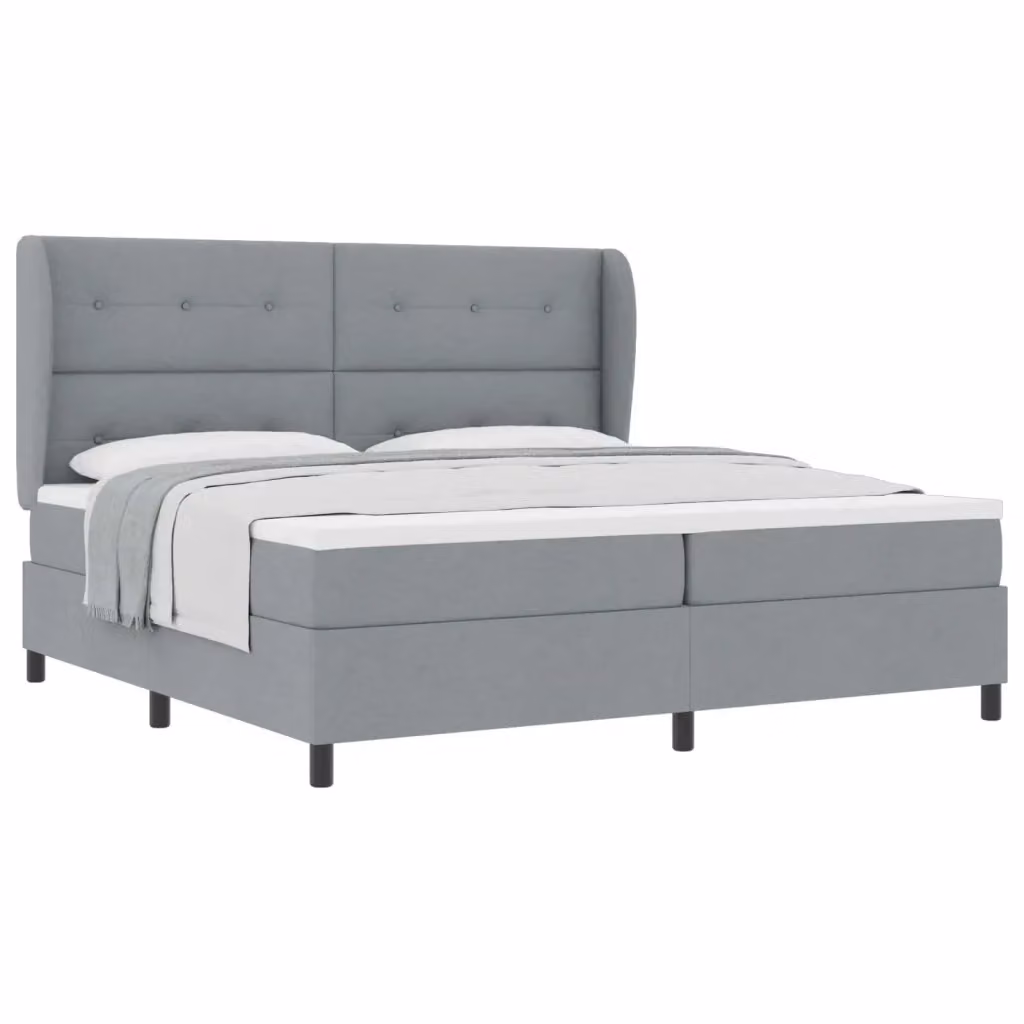 Letto a molle moderno vidaXL con testiera in tessuto grigio, L/P/H: 200 x 200 x 128 cm – 2