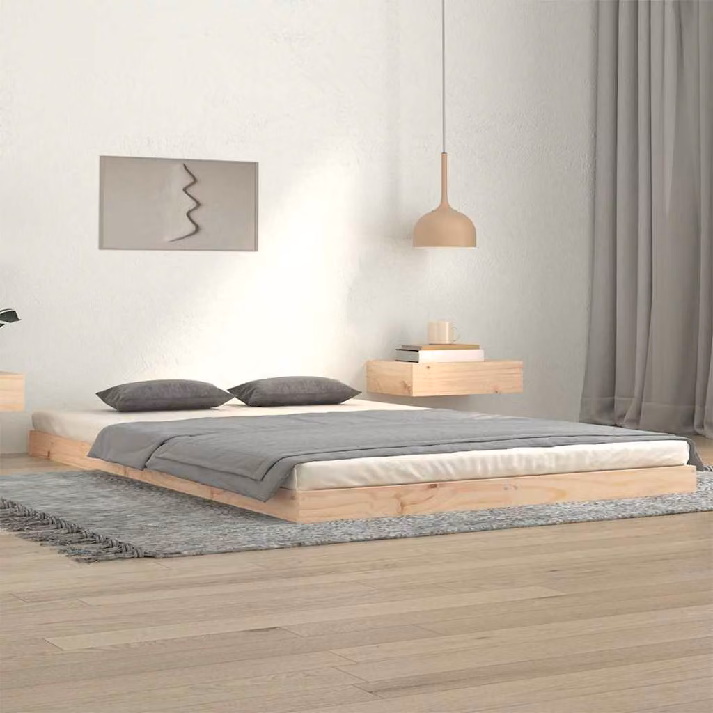 vidaXL Giroletto in legno massello di pino marrone con doghe fisse, L/P/H: 120 x 200 cm