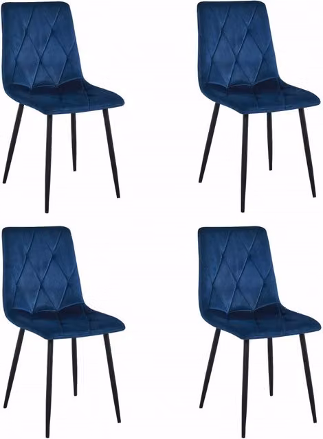 Set di 4 sedie Valora TYRA in velluto nero e metallo per la tua cucina moderna – 1