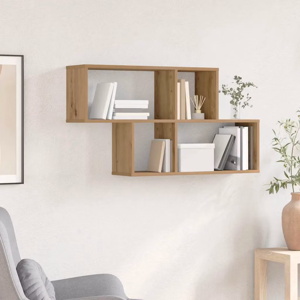 Scaffale da parete vidaXL in legno ingegnerizzato e MDF, colore marrone e beige, stile rustico opaco