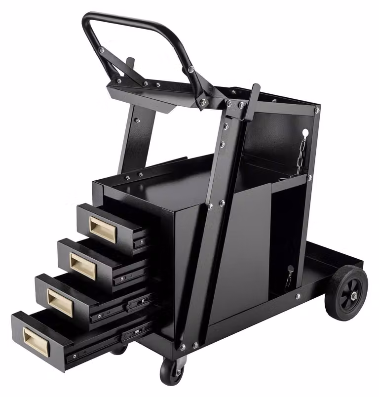 Carrello portattrezzi con 4 cassetti - Carrello portattrezzi in acciaio - Capacità di carico: 100 kg - Mobile e maneggevole