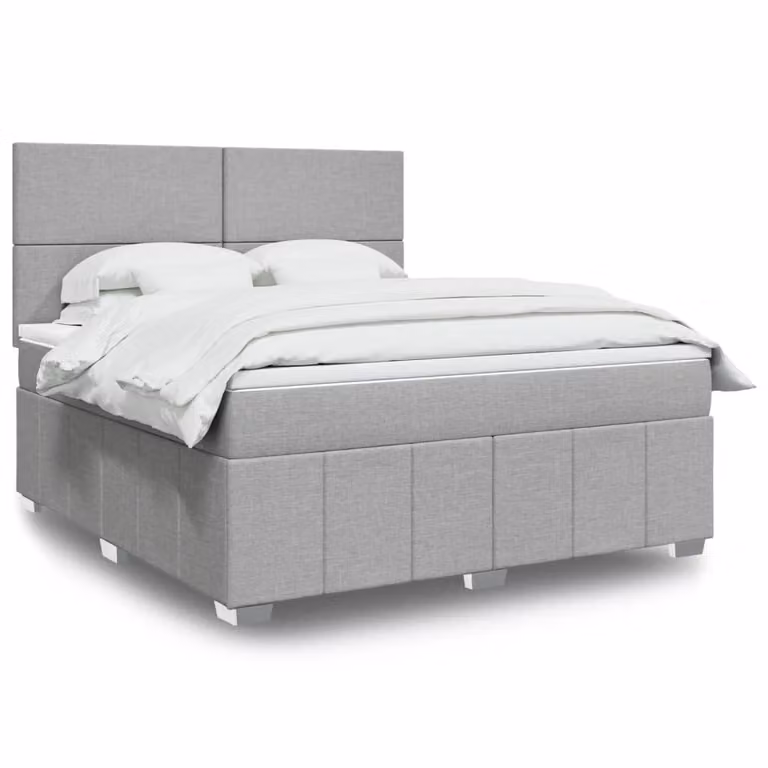 vidaXL Giroletto a Molle con Materasso Ibrido in Tessuto Grigio e Bianco, L 180 x P 200 cm