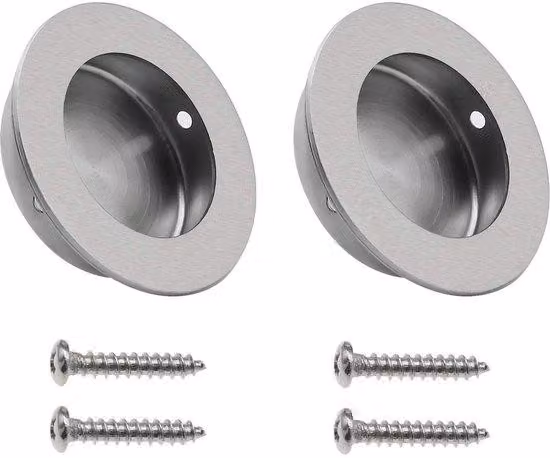 Maniglie interne, 2 pezzi - Maniglie rotonde in metallo zincato - Acciaio inossidabile 304 spazzolato - Adatte per porte scorrevoli o ante a battente - Diametro esterno di 50 mm - Design minimalista - Maniglie a tirare
