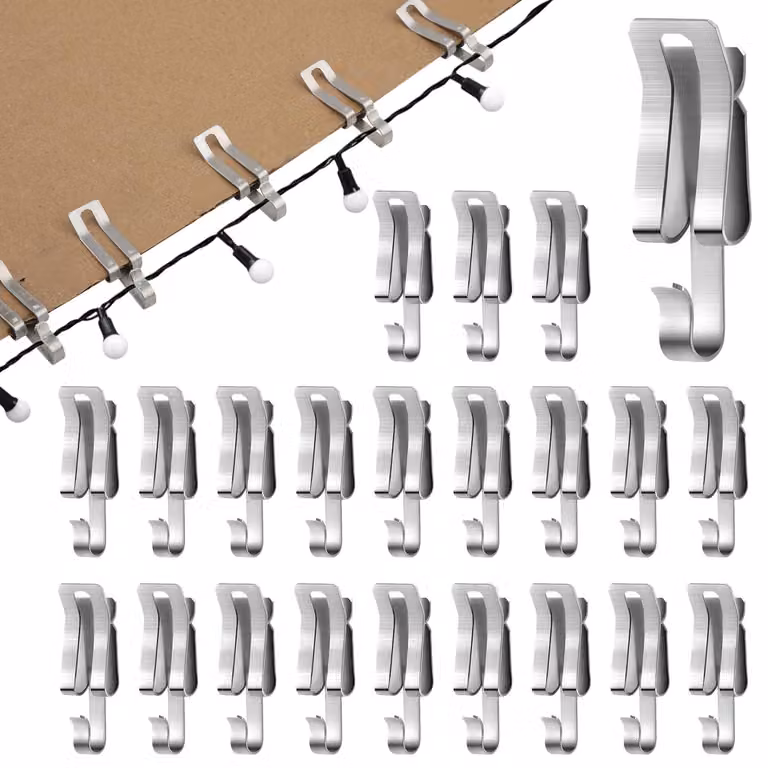 100 clip per luci natalizie – clip in metallo per l'illuminazione esterna