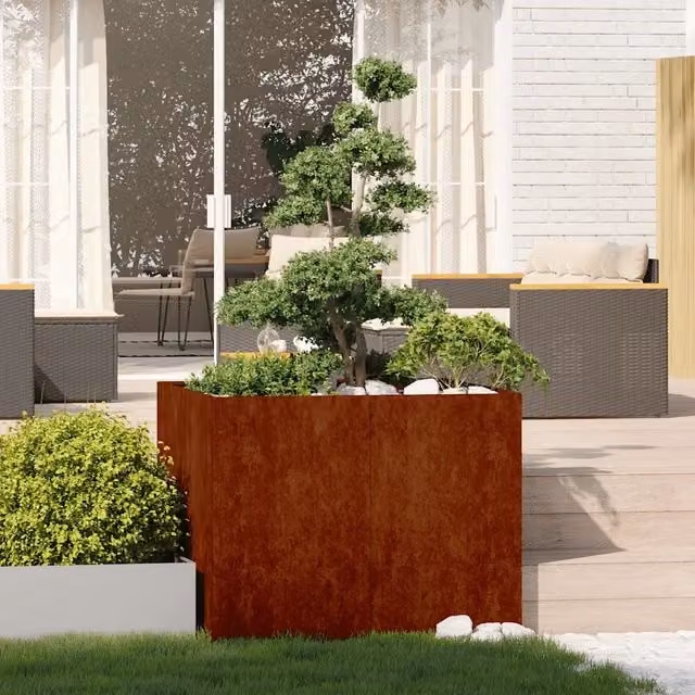 Fioriera a vasca Design Mania in acciaio Corten color marrone L: 100 cm, P: 100 cm, H: 80 cm