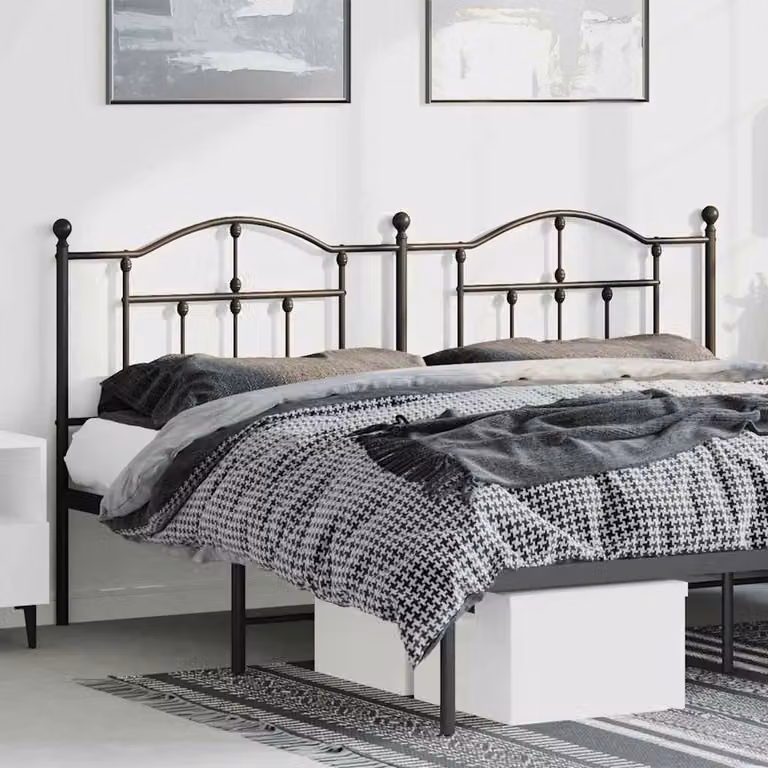Testiera di ricambio vidaXL in metallo nero laccato, stile classico, L: 198 cm