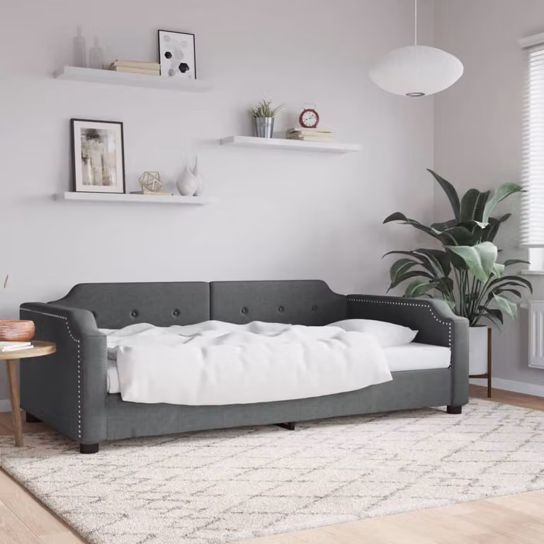 Letto da giorno vidaXL in tessuto grigio, L/P/H: 90 x 200 x 66,5 cm