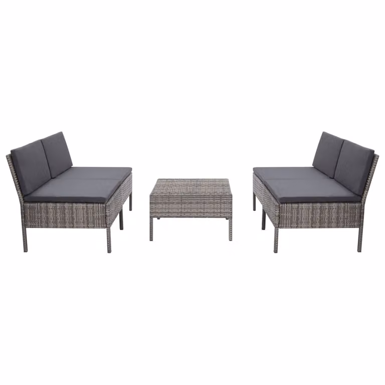 Maison Exclusive - Set da giardino composto da 5 pezzi con cuscini, in rattan sintetico grigio