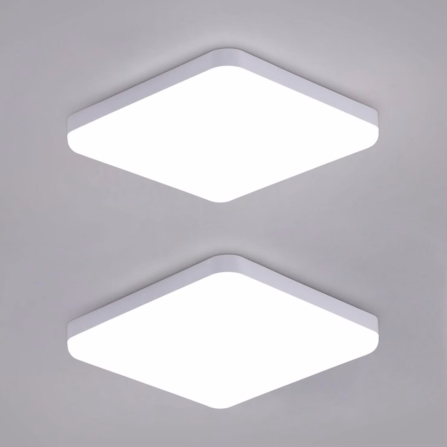 Lampada a soffitto a LED, set da 2, 32W, grado di protezione IP54, 3600 lumen, 6500K, 25 cm