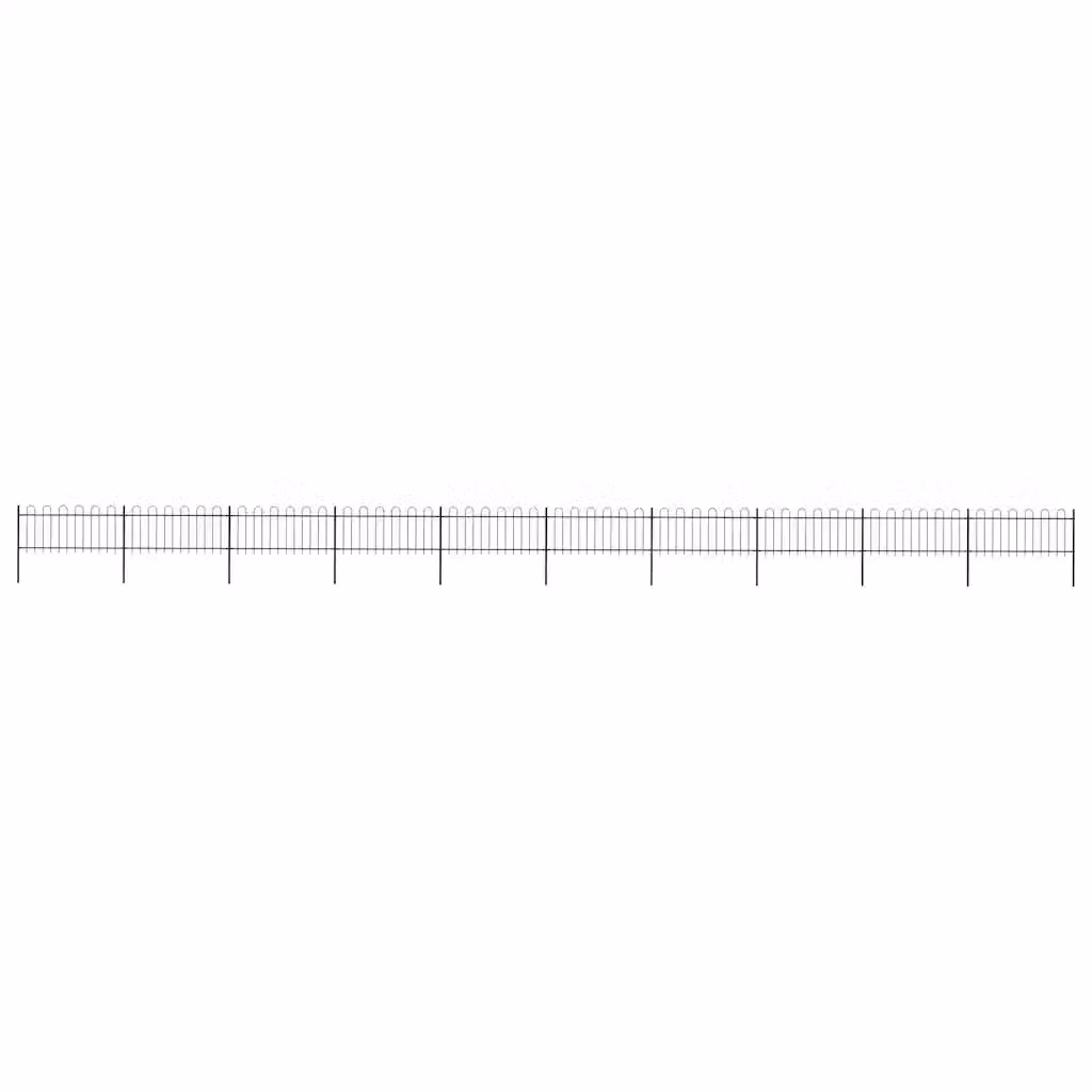Recinzione da giardino vidaXL in acciaio con parte superiore ad anello, colore nero, L: 1673 cm, H: 80 cm
