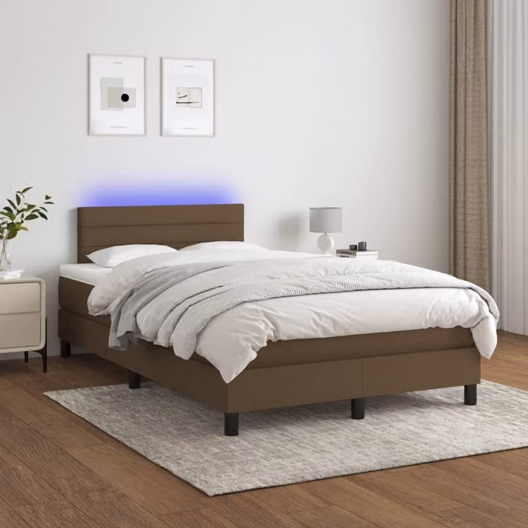 Maison Exclusive - Letto a Molle Materasso e LED Marrone Scuro 120x200 cm Tessuto