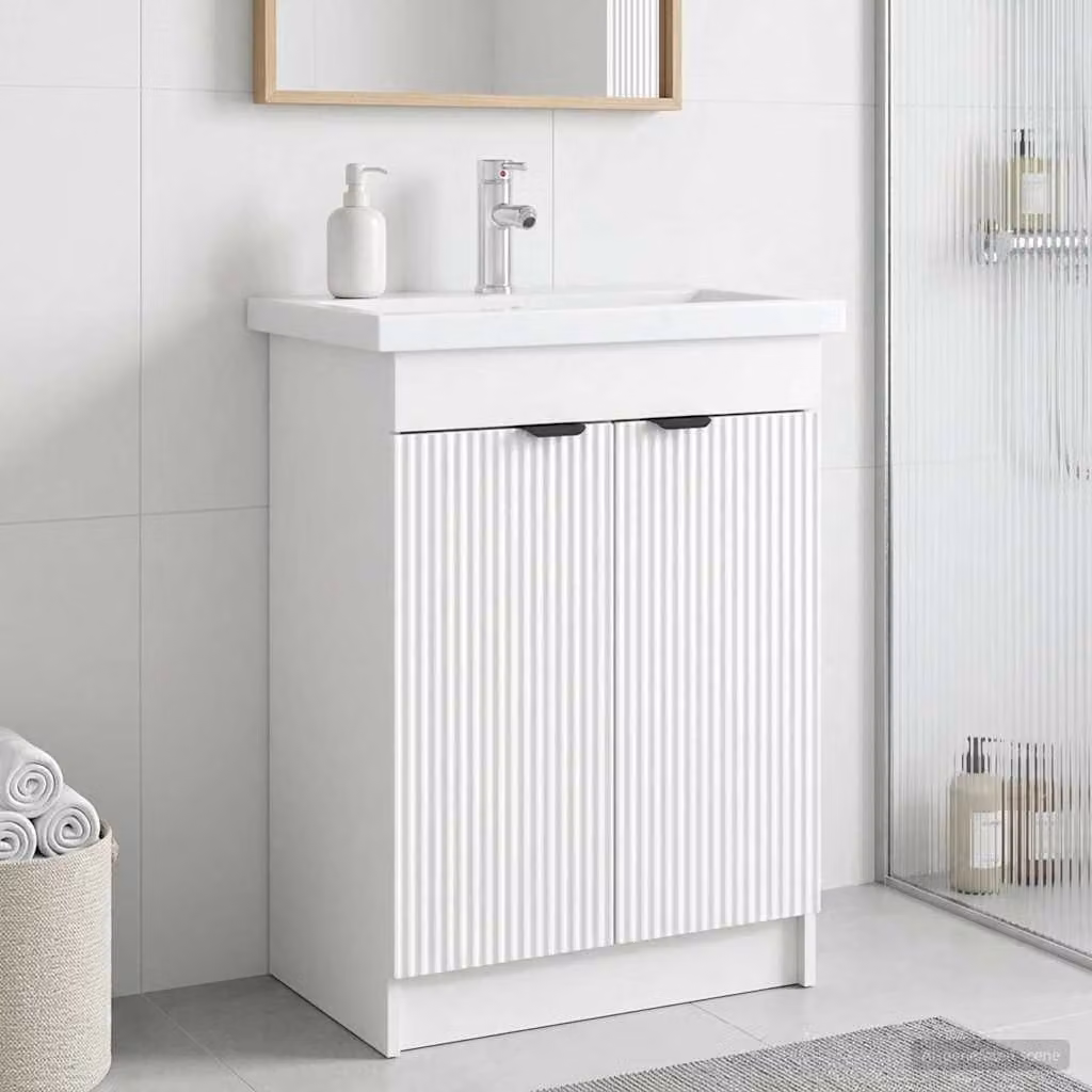 Mobiletto da bagno sotto il lavello vidaXL Bianco, L: 56 cm, P: 37,5 cm, H: 81 cm