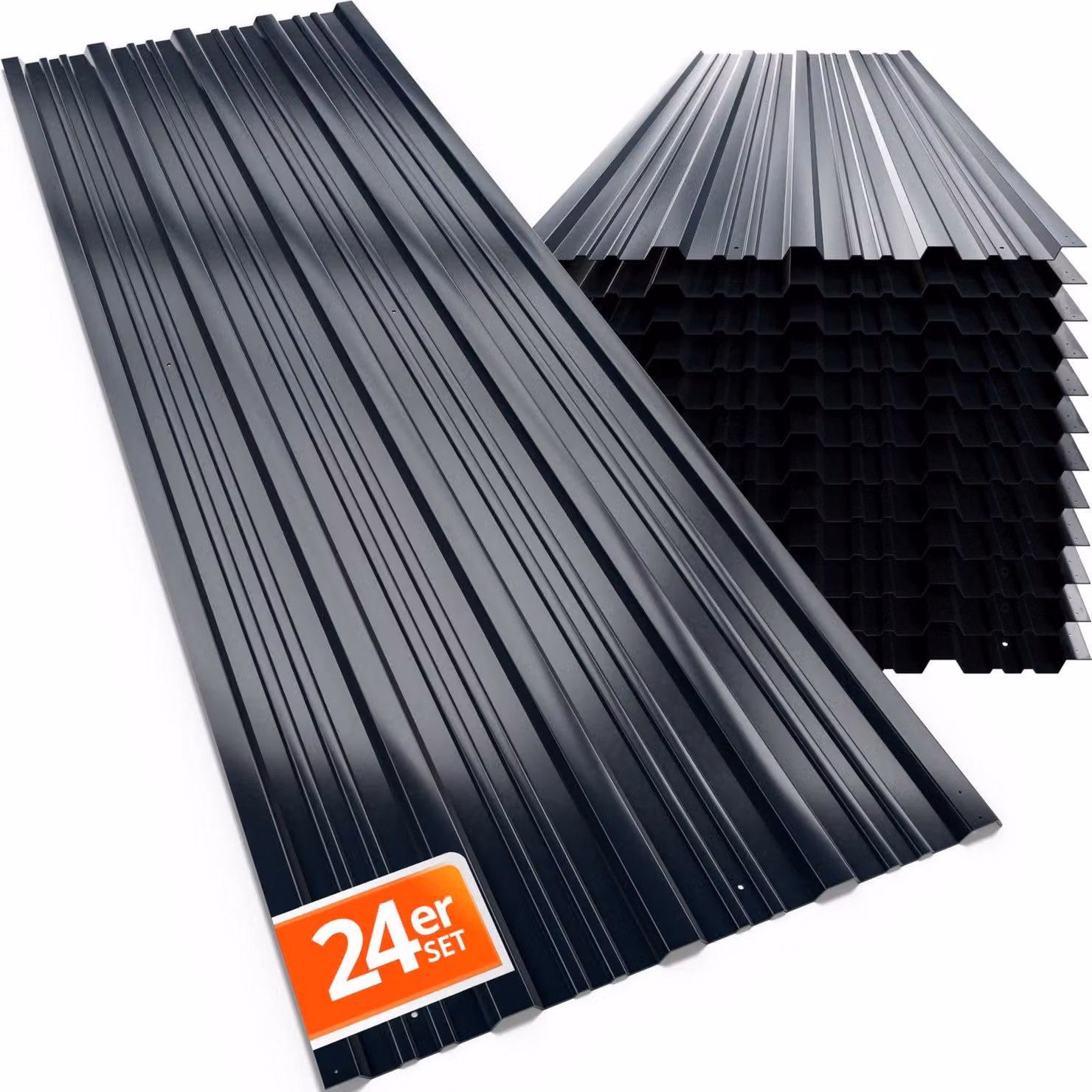 Lamiera trapezoidale per tetto - Acciaio zincato - 129 x 46 cm - Set da 24 - Antracite