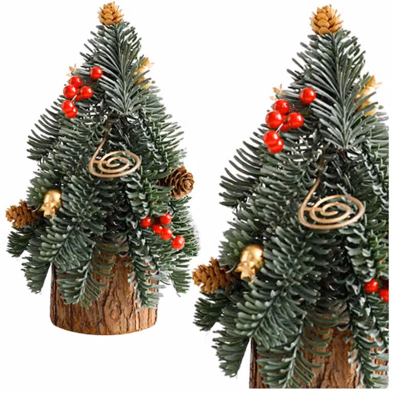 Albero Di Natale Decorativo Su Tronco Coni Di Sorbo Rosso 38 X 15 Cm