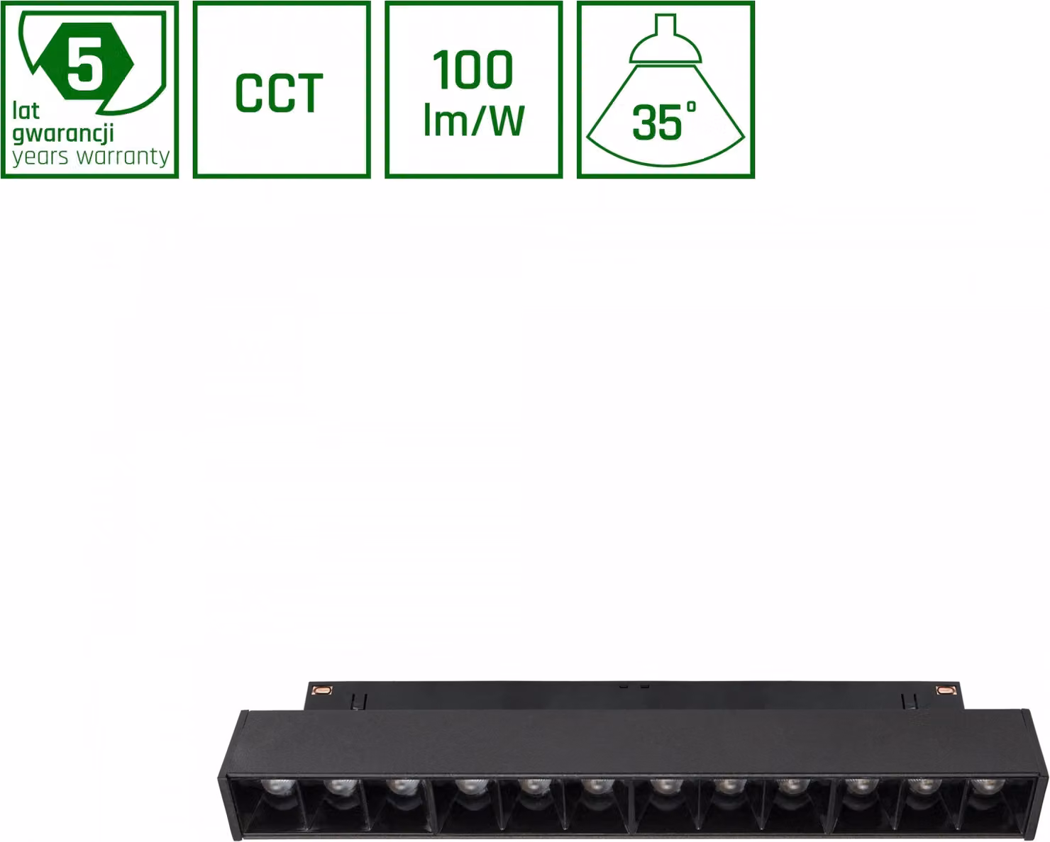 Spectrum LED SYSTEM Shift CCT GRID S 12W 48V sistema di binari interruttore 35° faretto 1200lm nero 2700-4000K CCT