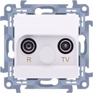 Presa antenna R-TV, passante (modulo), attenuazione TV e R: 10 dB, bianco Simon10