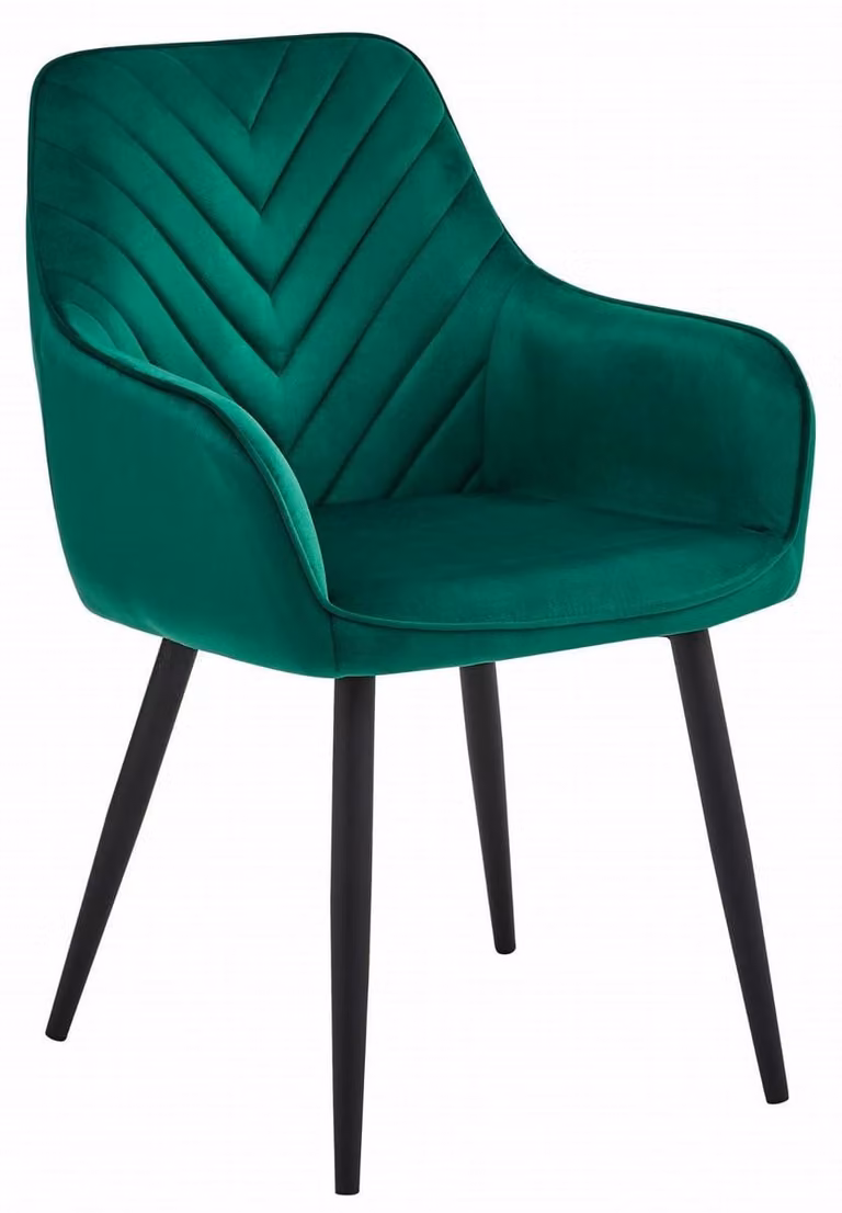 Sedia Nana in Velluto Verde Smeraldo con Gambe Nere