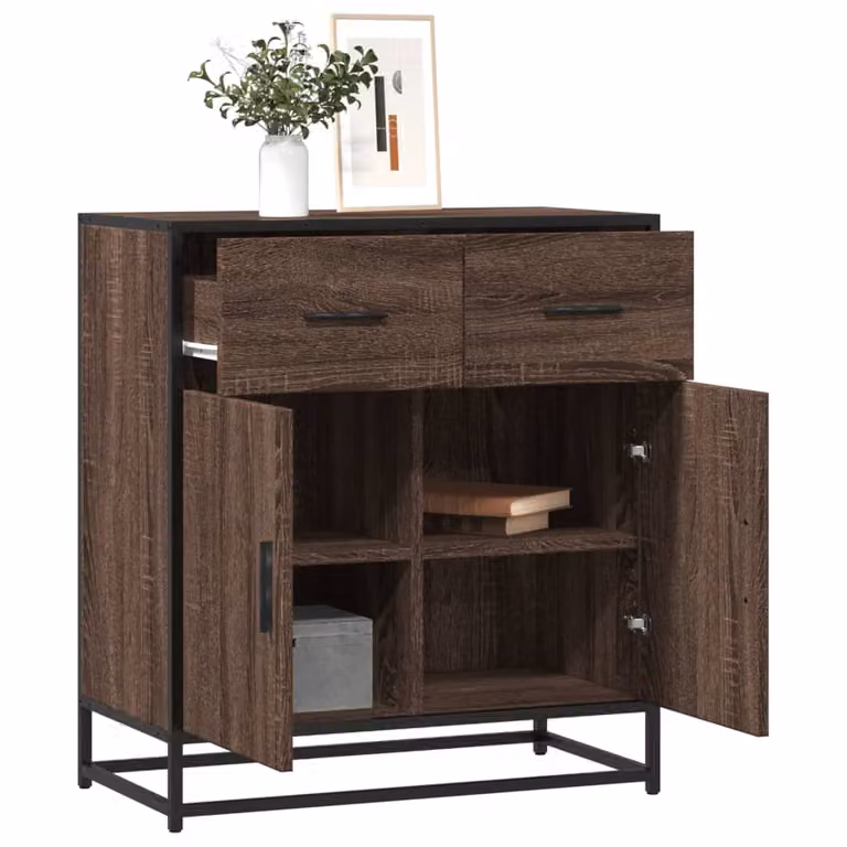 Credenza in stile industriale vidaXL in legno e metallo, colore marrone, L 68 cm x P 35 cm x H 76 cm