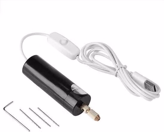Trapano elettrico portatile - Piccolo trapano portatile - 3 fori - Punte da 0,7-1,3 mm - Adatto per circuiti stampati, legno, plastica - Piastra in alluminio - Per appassionati di fai-da-te - Colore nero