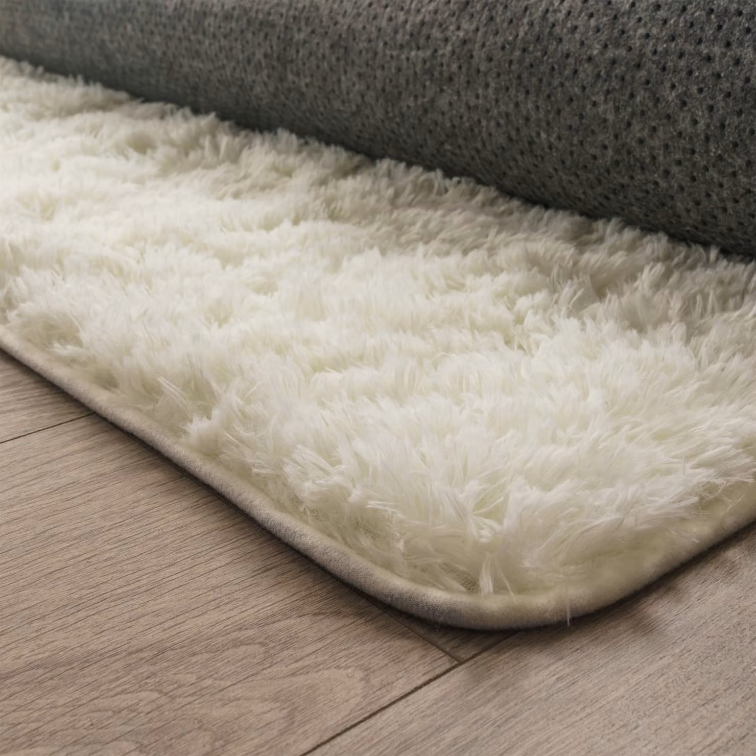 Tappeto rotondo a pelo alto Silvana bianco Diametro: 160 cm – 3