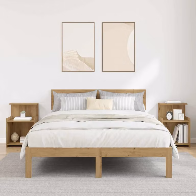 Set di 2 Armadi da Notte vidaXL in Rovere Marrone Moderno L 40 cm x P 35 cm x H 60 cm