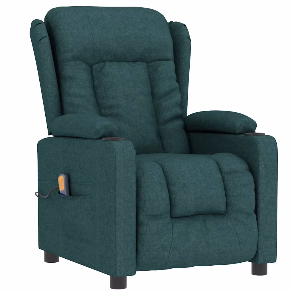 Poltrona Relax Recliner vidaXL in Tessuto Verde con Braccioli e Struttura in Metallo e Legno L: 72,5 cm, P: 96 cm, H: 99,5 cm – 2