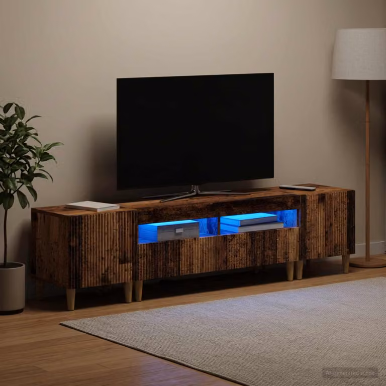 Mobile TV LED ARNHEM vidaXL in legno marrone e grigio con illuminazione integrata per soggiorno