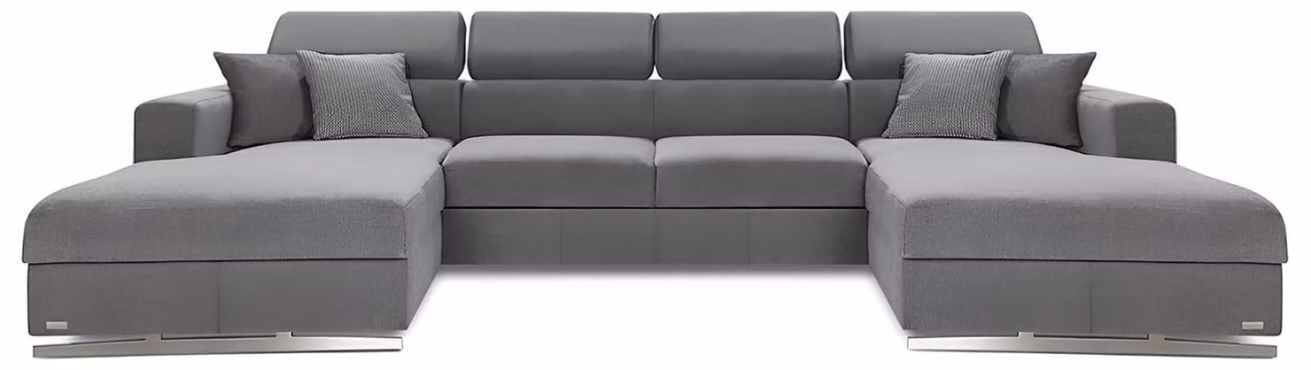 Wohnlandschaft Bettfunktion Stoff Ecksofa U-Form Couch Design Polster Textil