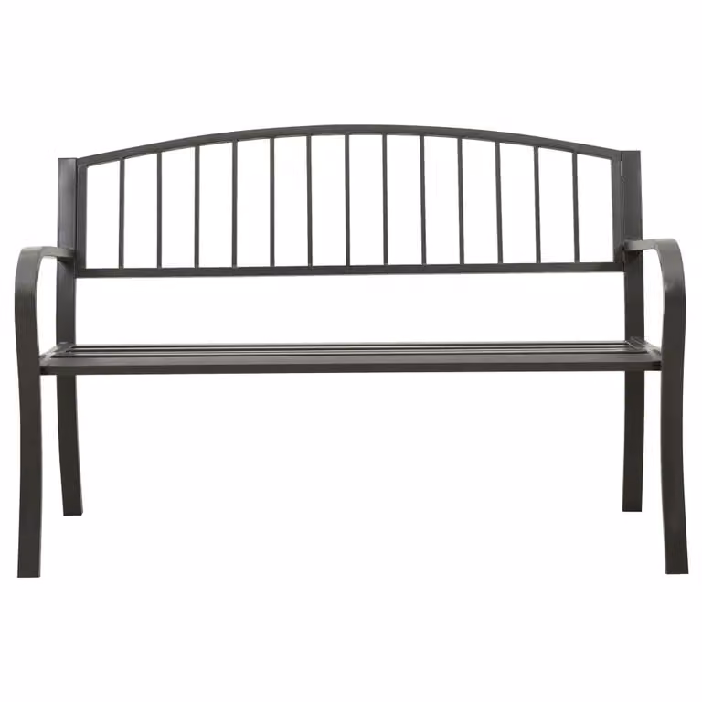 Panchina da giardino grigia 120 cm in acciaio