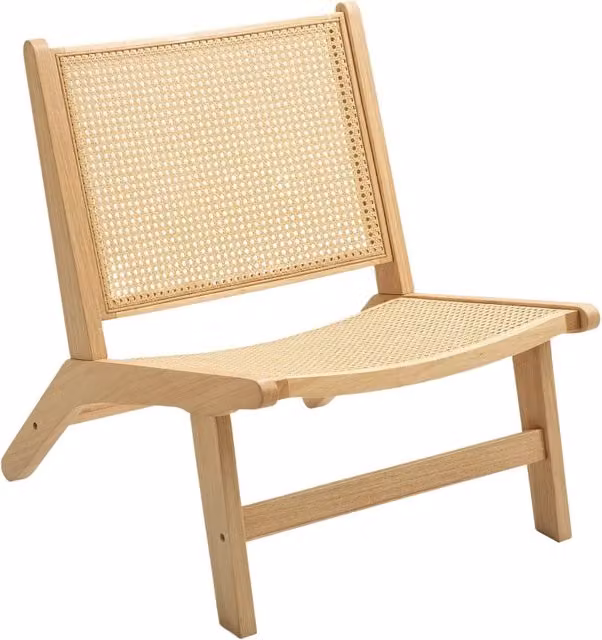 Poltrona da lettura senza braccioli MIVRAY in rattan e legno naturale beige e marrone H 74 x L 64 x P 70 cm