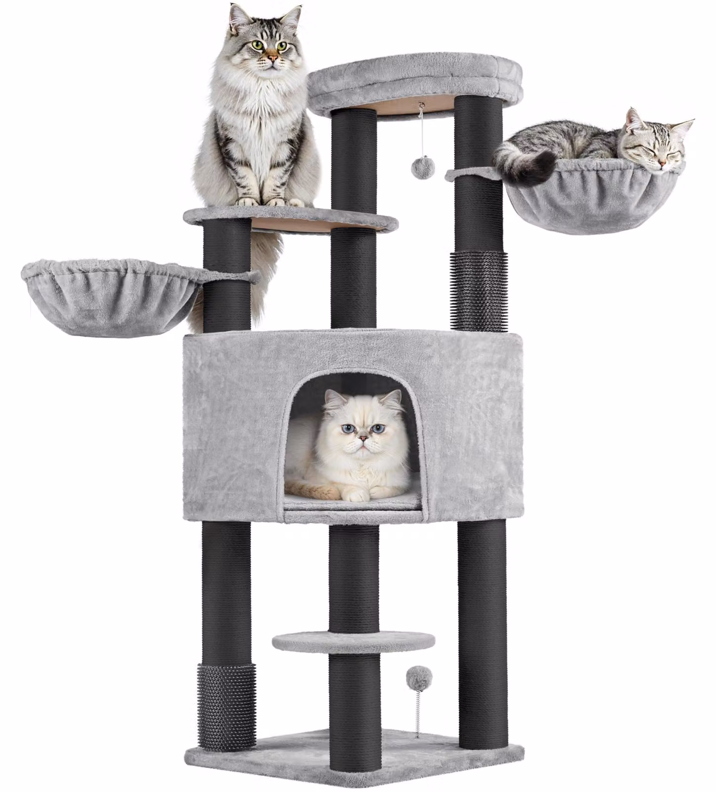 Yaheetech - Tiragraffi per gatti, grande, con colonne da 11 cm di diametro, in grigio chiaro e nero