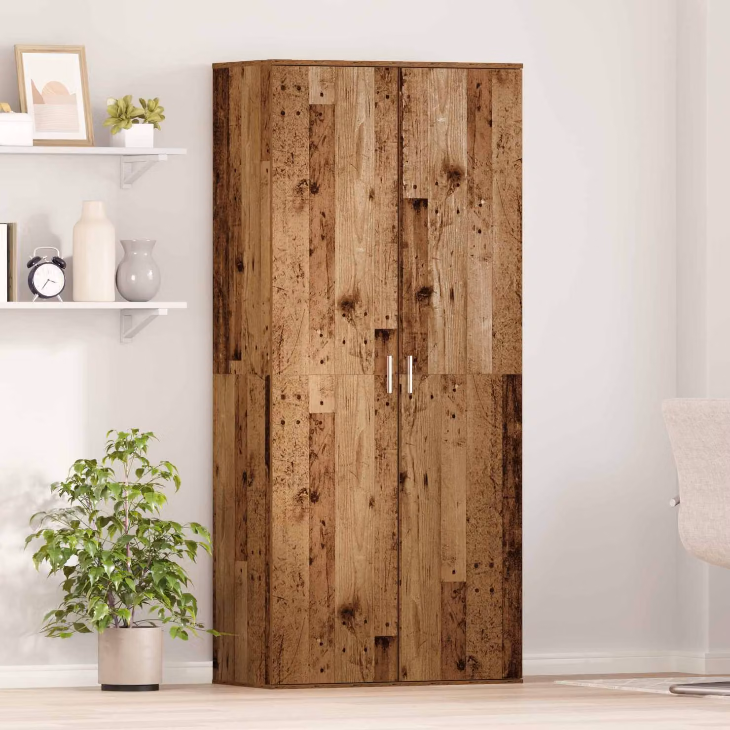 Credenza moderna vidaXL in legno marrone con ante a battente e ripiani interni L/P/H: 80 x 39 x 178 cm