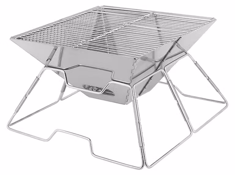 Elzusha - Barbecue portatile a carbone pieghevole - Griglia in acciaio inossidabile portatile con borsa, ideale per campeggio e picnic