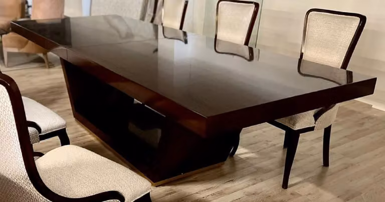 Tavolo da pranzo Casa Padrino marrone/oro 300-400 x 110 x h. 78 cm - Tavolo da pranzo allungabile in legno massello - Mobili da sala da pranzo italiani - Qualità lusso - Italy