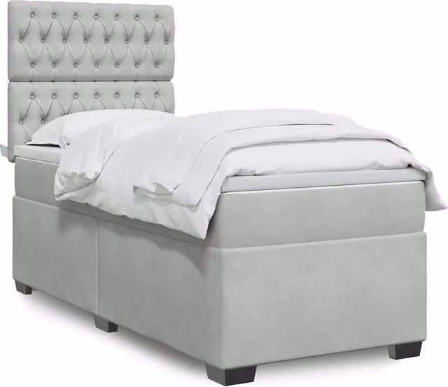 Letto Ibrido Moderno vidaXL con Materasso Grigio Chiaro e Rivestimento in Velluto L/P/H: 80 x 200 cm