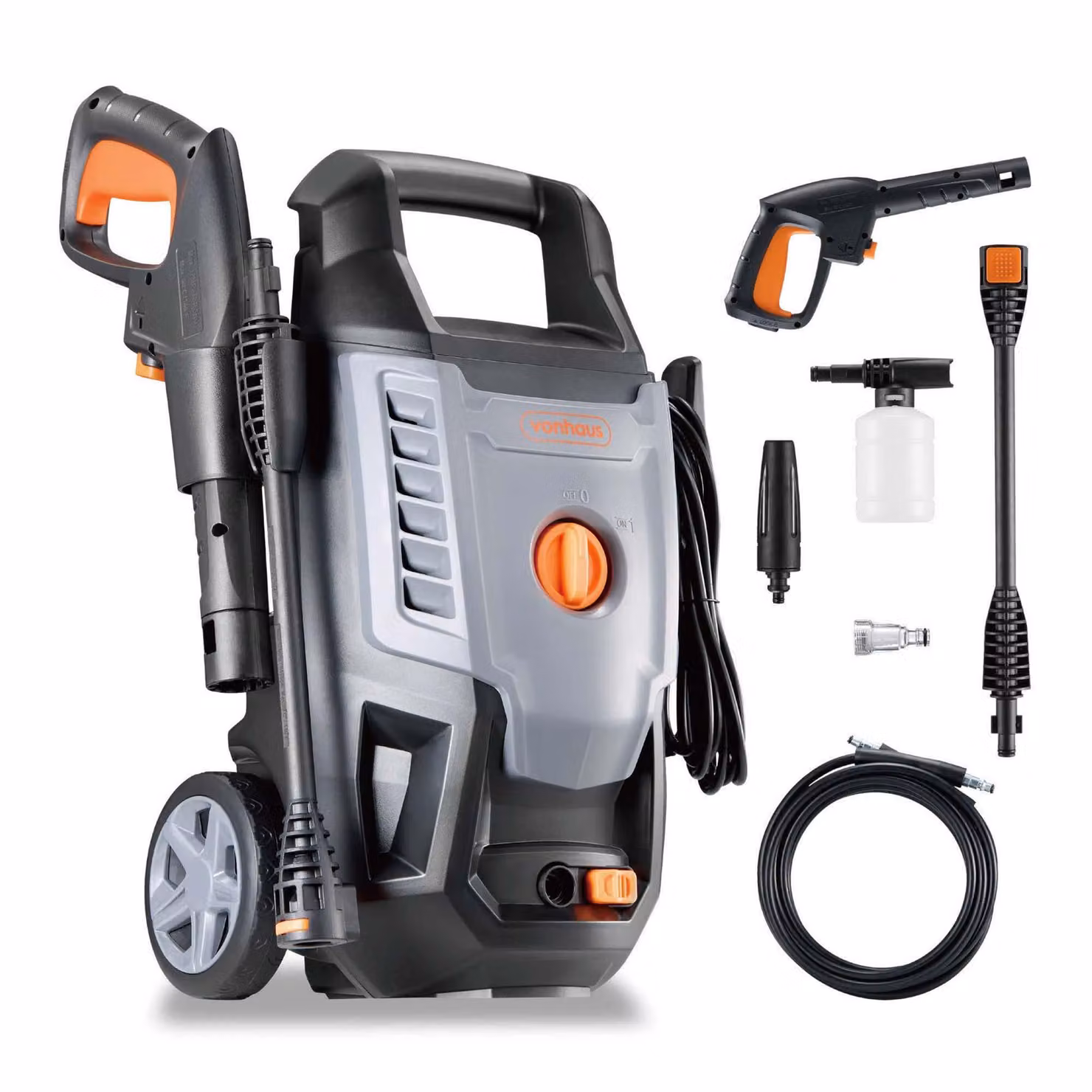 VonHaus Idropulitrice 1600W, Pressione Max. 130 bari, Portata d'acqua 390 l/h