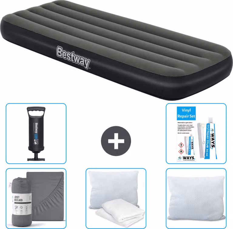 Materasso gonfiabile Bestway - 1 persona - 76 x 185 x 25 cm - Verde - Accessori inclusi