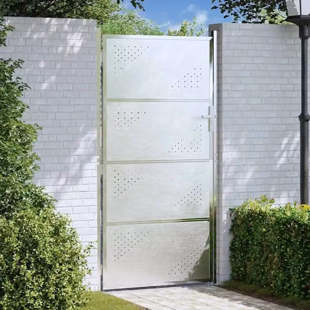 Cancello singolo da giardino vidaXL in acciaio inox color argento H: 180 cm, L: 96 cm