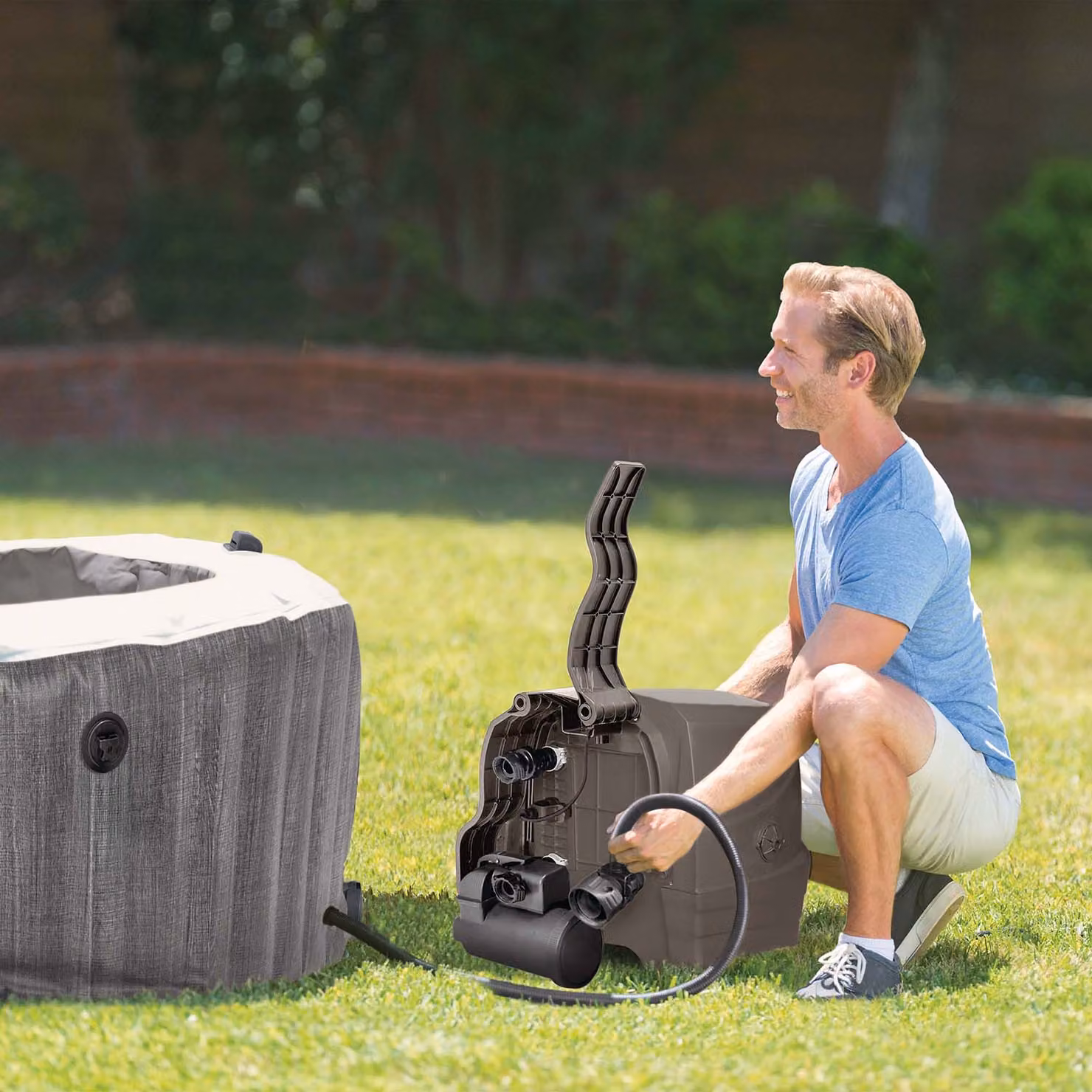 Intex Spa Idromassaggio PureSpa Greywood Deluxe per 6 persone, Grigio Effetto Legno, Diametro: 216 cm, Altezza: 71 cm – 3