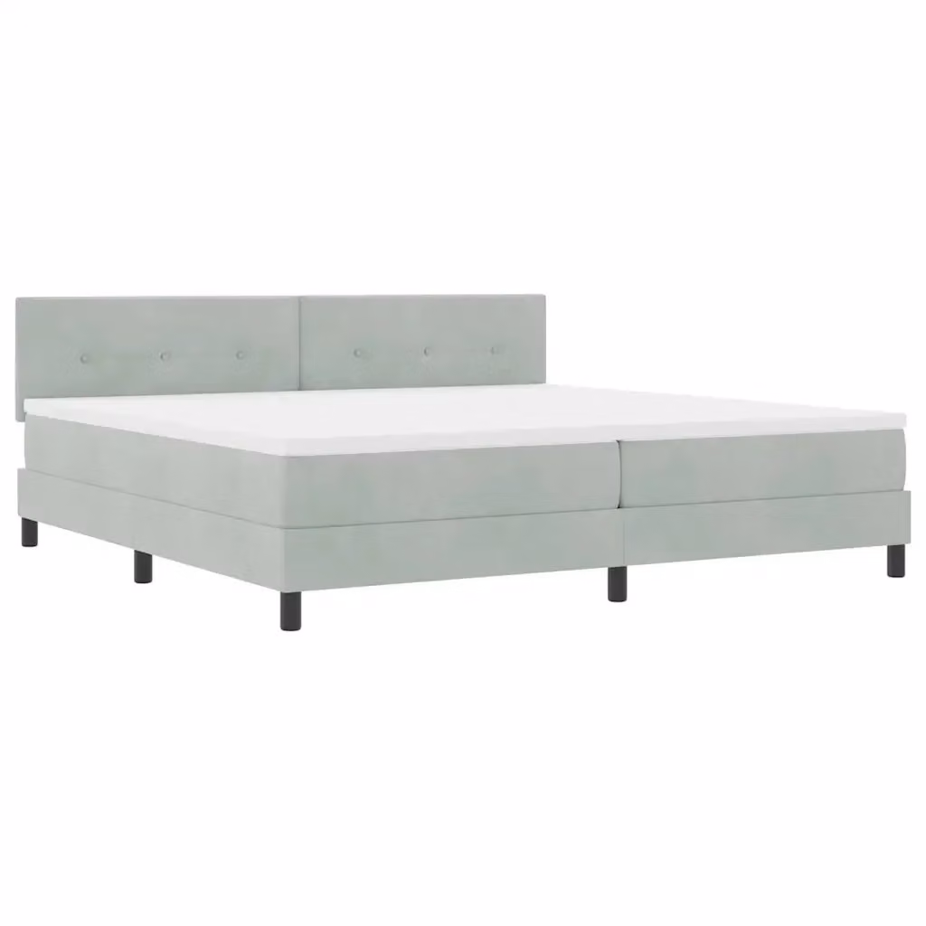 Letto moderno vidaXL in velluto grigio chiaro con illuminazione LED sottostante e molle a sacchetto L/P/H: 200 x 200 x 280 cm – 2
