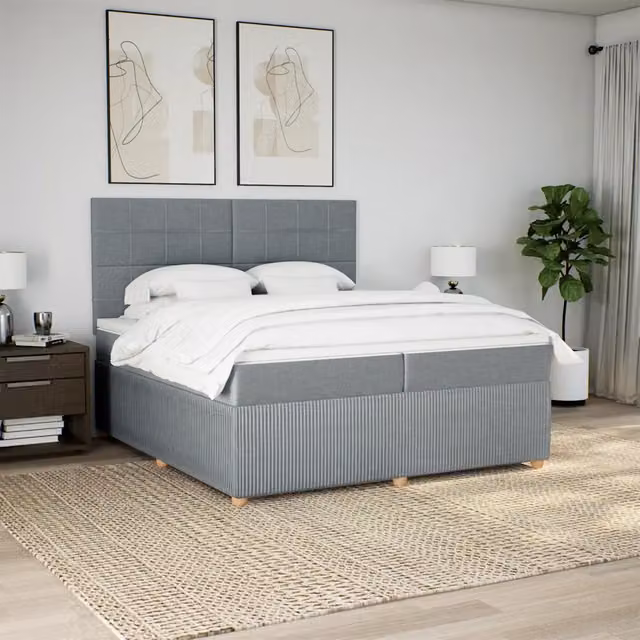 Letto Ibrido vidaXL con Materasso a Tasche Grigio e Bianco L/P: 200 x 200 cm – 1