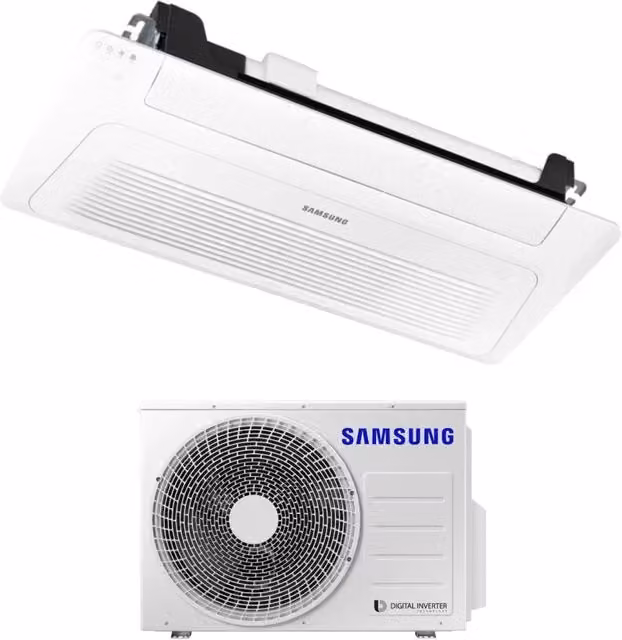 Climatizzatore Condizionatore Samsung Cassetta 1 Via WindFree Slim 9000 Btu AC026RN1DKG/EU Bianco con Pannello Incluso e Wi-Fi Opzionale
