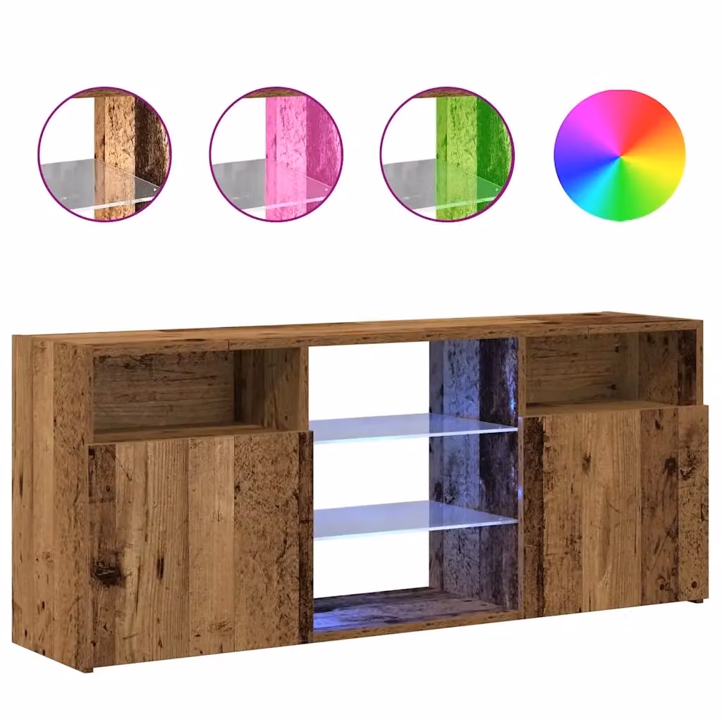 Mobile TV sospeso moderno HELLOSHOP26 con luci LED integrate in legno composito color marrone, L 120 x P 30 x H 50 cm – 2