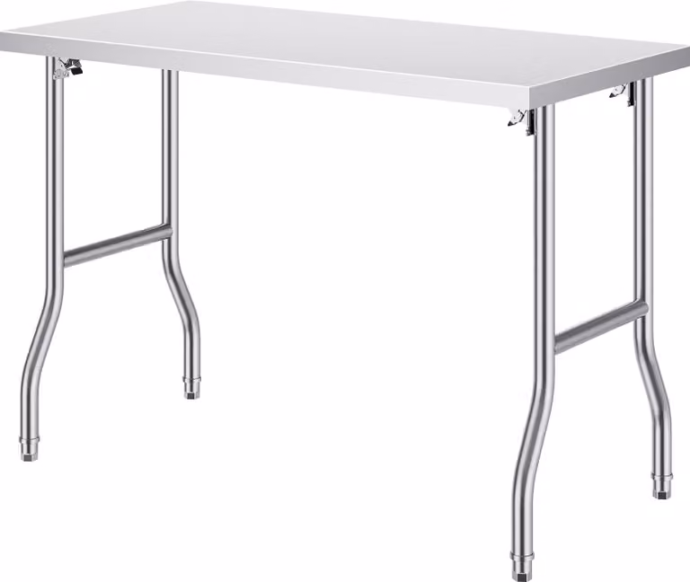 SucceBuy Tavolo da lavoro pieghevole 48 x 24 pollici, postazione di lavoro commerciale in acciaio inossidabile, tavolo da cucina resistente per casa, ristorante, garage