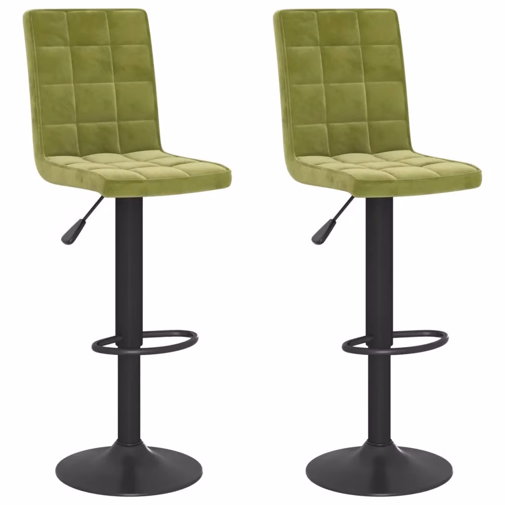 Set di 2 sgabelli da bar vidaXL in velluto verde con seduta girevole a 360 gradi H: 110 cm, L: 40 cm, P: 52 cm – 2