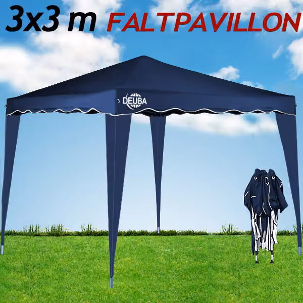 Gazebo pieghevole Capri Casaria blu con 4 pareti laterali L: 300 cm, P: 300 cm, H: 250 cm