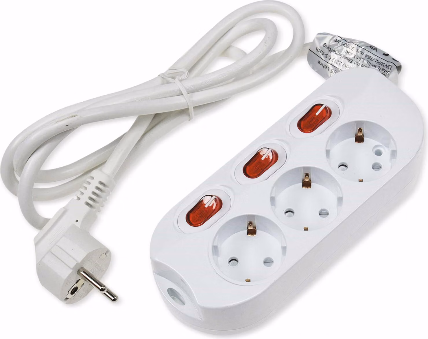 Presa da tavolo ChiliTec con interruttore singolo, a 3 vie, bianco, cavo da 1,5 m